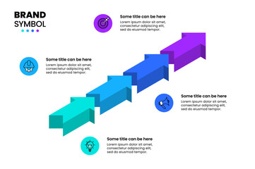 Infographic template. 4 isometric arrows in line