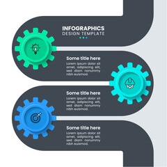 Infographic template. Line with 3 gears and icons