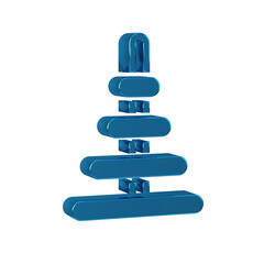 Blue Pyramid toy icon isolated on transparent background.