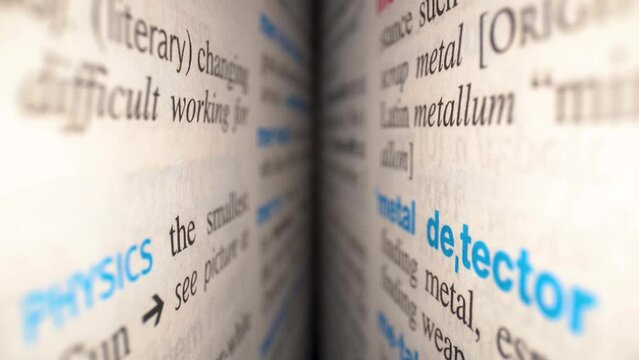 Sentences in the dictionary close up 4K. Inside the book concept.