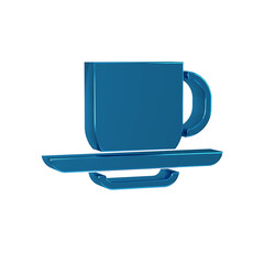 Blue Coffee cup icon isolated on transparent background. Tea cup. Hot drink coffee.