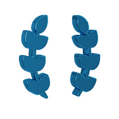 Blue Laurel wreath icon isolated on transparent background. Triumph symbol.