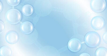 Hyaluronic acid hair and skin solutions ad, blue collagen serum drop with cosmetic advertising background ready to use, illustration vector.	