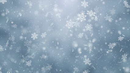 White Christmas snowflake background. Seamless loop
