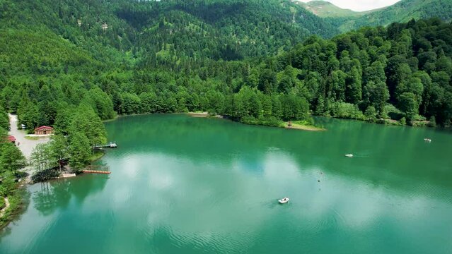 Artvin Borcka Karag&ouml;l wonderful body of water among green vegetation viewing from air