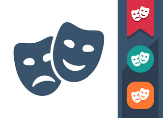 Theater Masks Icon. Theatre, Drama, Comedy, Mask