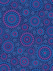 Seamless abstract blue floral background. Handmade vecktor flowers pattern. Small blue dots