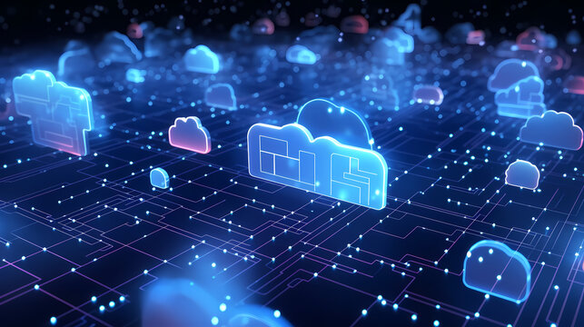 Close-up, seamless transfer and storage of big data on the internet, capturing the essence of cloud computing，PPT background