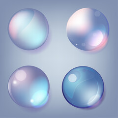 set of colour bubbles on blue background