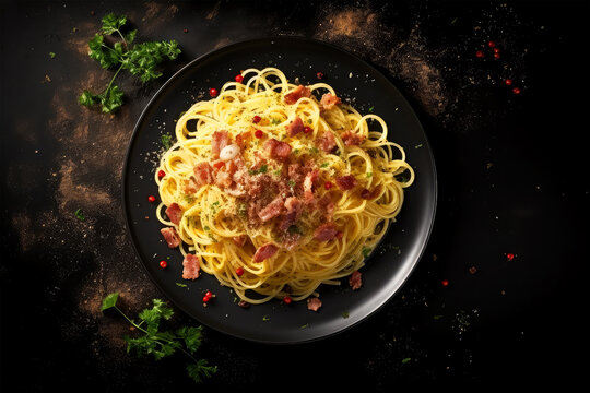spaghetti carbonara on background