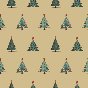 Christmas Tree  seamless pattern background