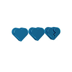 Blue Hearts for game icon isolated on transparent background.
