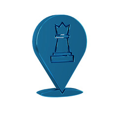 Blue Chess icon isolated on transparent background. Business strategy. Game, management, finance.