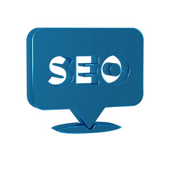 Blue SEO optimization icon isolated on transparent background.