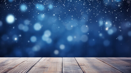 snowy winter landscape with serene blue background