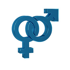 Blue Gender icon isolated on transparent background. Symbols of men and women. Sex symbol.