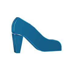 Blue Woman shoe with high heel icon isolated on transparent background.