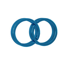 Blue Wedding rings icon isolated on transparent background. Bride and groom jewelry sign. Marriage symbol. Diamond ring.