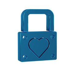 Blue Lock and heart icon isolated on transparent background. Locked Heart. Love symbol and keyhole sign. Valentines day symbol.