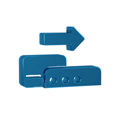 Blue Pos terminal with inserted credit card icon isolated on transparent background. Payment terminal transaction. Pay by card.