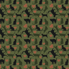 cat seamless pattern good for baby and kids fashion textile print and wrapping. Vector illustration colorful decoration of pet animals.