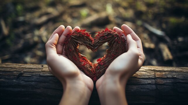 Valentine's day Concept, Heart shape within hand