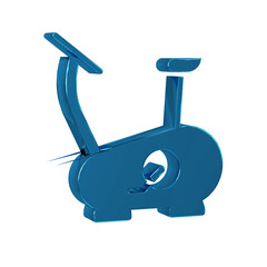 Blue Stationary bicycle icon isolated on transparent background. Exercise bike.