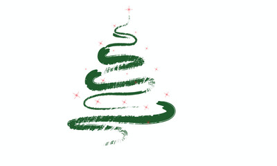 Merry Christmas and Happy New Year calligraphy, Christmas tree paint brush strokes. Christmas hand drawn lettering. Xmas calligraphy