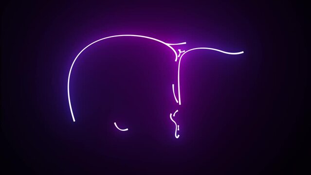 Colorful neon line Human organ liver icon isolated on black background. Neon medical animation - Liver. Motion graphic animation 4k