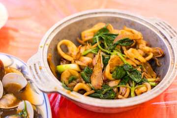 Taiwanese local famous food three cup squid
