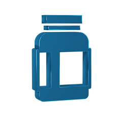 Blue Sports nutrition bodybuilding proteine power drink and food icon isolated on transparent background.