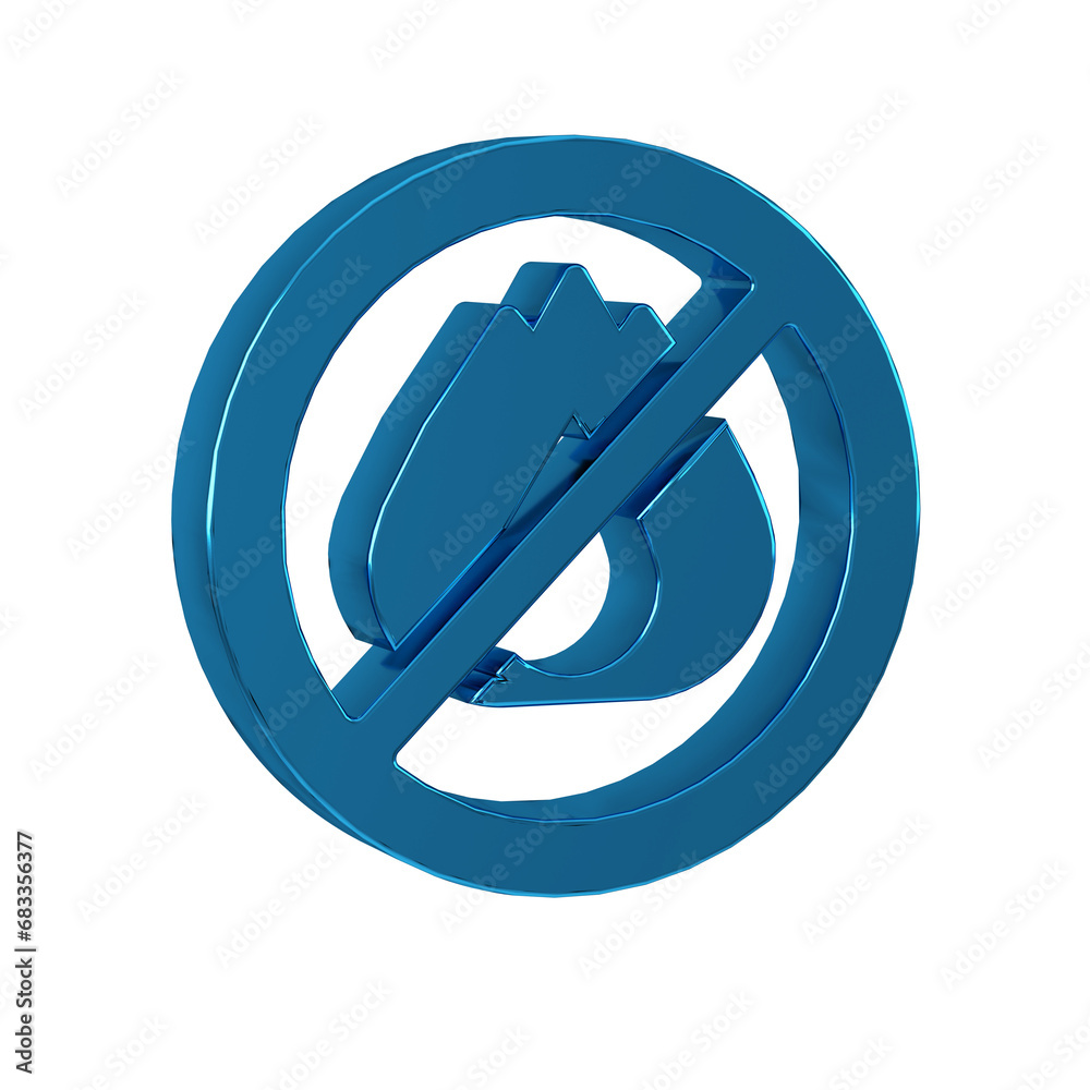 Poster blue no fire icon isolated on transparent background. fire prohibition and forbidden.