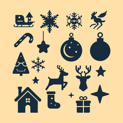 Flat vector illustration set of Christmas elements