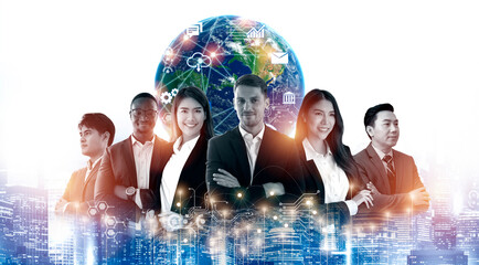 business people and globe background