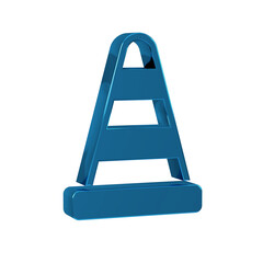 Blue Traffic cone icon isolated on transparent background.