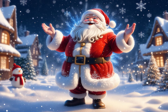 Nikolaus und Christkind Besuch im Winter Wonderland, generated image