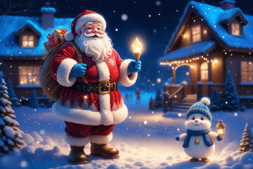 Nikolaus und Christkind Besuch im Winter Wonderland, generated image