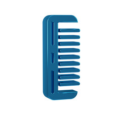 Blue Hairbrush icon isolated on transparent background. Comb hair sign. Barber symbol.