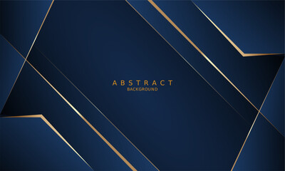 dark blue and gold lines luxury premium background.	