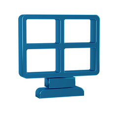 Blue Solar energy panel icon isolated on transparent background.