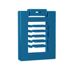 Blue Medical clipboard with clinical record icon isolated on transparent background. Health insurance form. Prescription, medical check marks report.