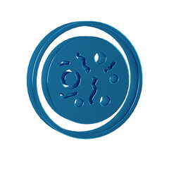 Blue Petri dish with bacteria icon isolated on transparent background.
