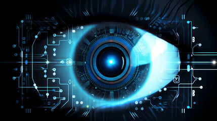 Human eye for biometric scan, secure identity concept，PPT background
