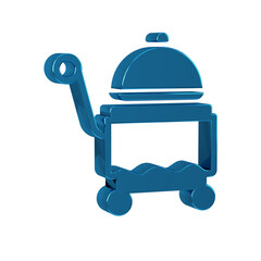 Blue Covered with a tray of food icon isolated on transparent background. Tray and lid sign. Restaurant cloche with lid.