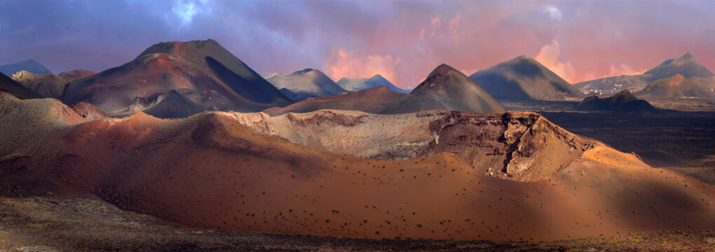 Nationalpark Timanfaya, Insel Lanzarote, Kanaren, Spanien, Europa, Panorama 
