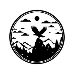 mountain in black silhouette style