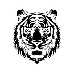 tiger head in black silhouette style