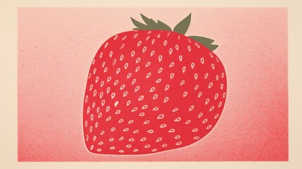 A drawing of a strawberry on a pink background
