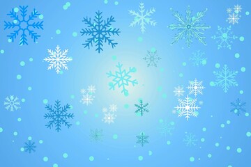 Abstract winter background from snowflakes Christmas blue background with snow winter.