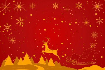 Merry Christmas and happy new year promotion banner with festive, Christmas banner with magical scene of reindeer 